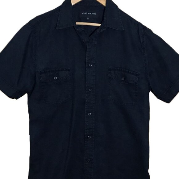Safari‑Inspired Jones New York Linen Button‑Up – Thick Black Linen- Relaxed Fit - Picture 5 of 5